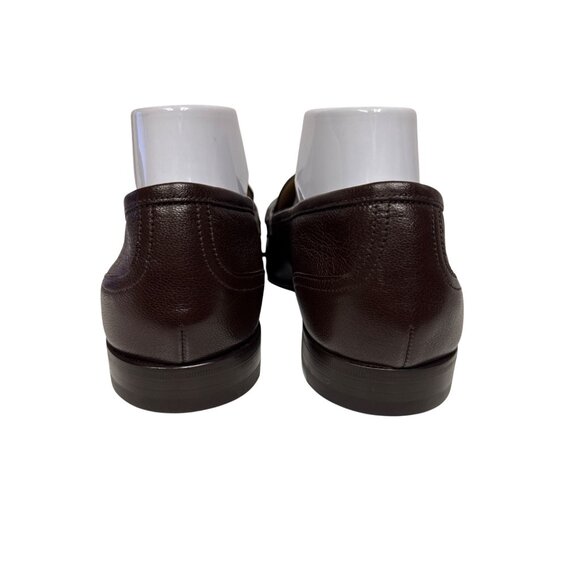 Bally Suisse Men's Loafer Logo Calf Leather Brown Slip On Block Heel Size 8 NEW - Picture 5 of 14